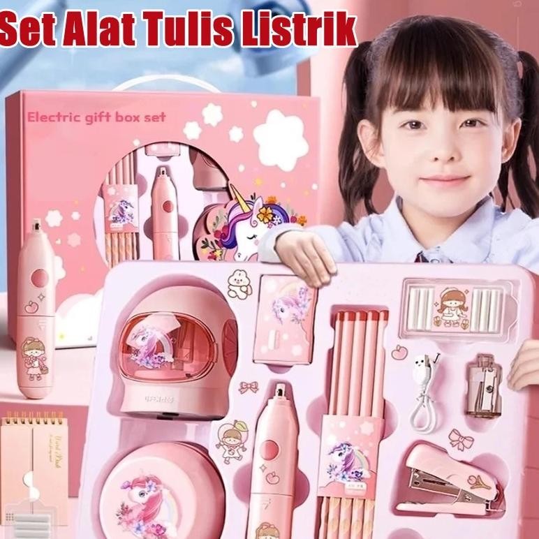 

BISA COD 11 in 1 Alat Tulis /Elektrik Rautan Penghapus Vacuum Pensil Anak Alat Perkakas Belajar Anak Perempuan Kado Electric Stationery Set ugi-113
