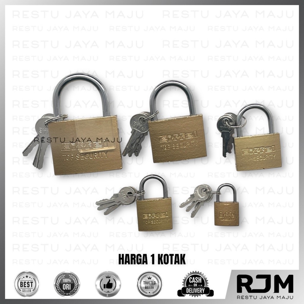 [12 pcs] EIFFEL gembok hitam 20 30 40 50 60 mm gembok pagar pintu rumah rj