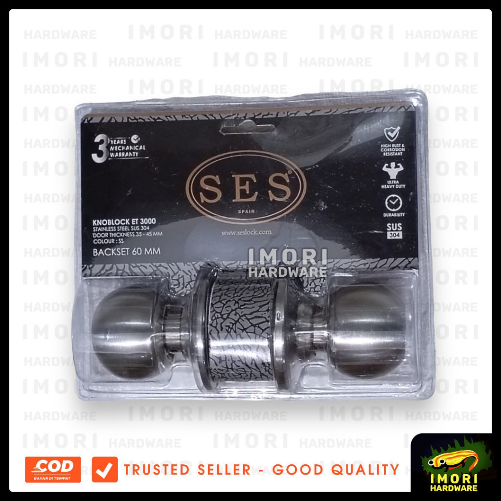 SES Kunci Bulat Stainless SUS 304 Handle Pegangan Pintu Kamar Mandi