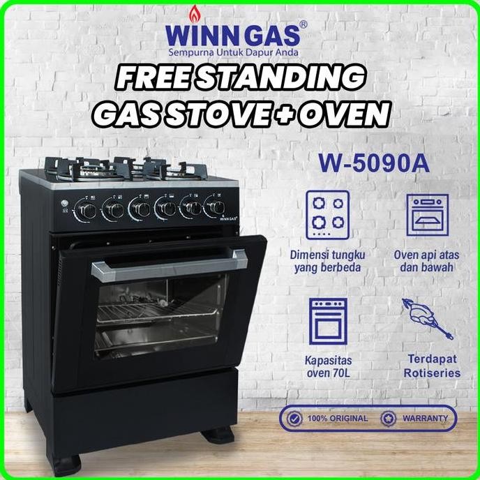 Grosir Freestanding Winn Gas W5090A Kompor Gas 4 Tungku + Oven