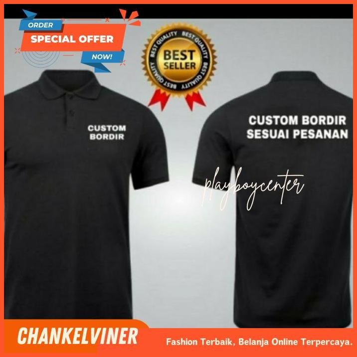 KAOS POLO SHIRT TSHIRT BAJU KERAH BORDIR LOGO SATU POLOS CUSTOM SABLON IMPORT