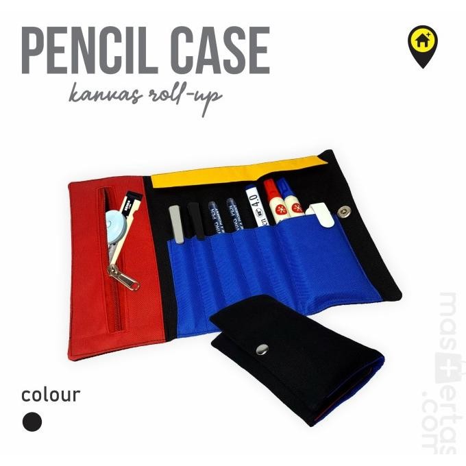 

Diskon!! Tempat Pensil Bisa Gulung / Lipat Kanvas, Custom Logo Sekolah /Company