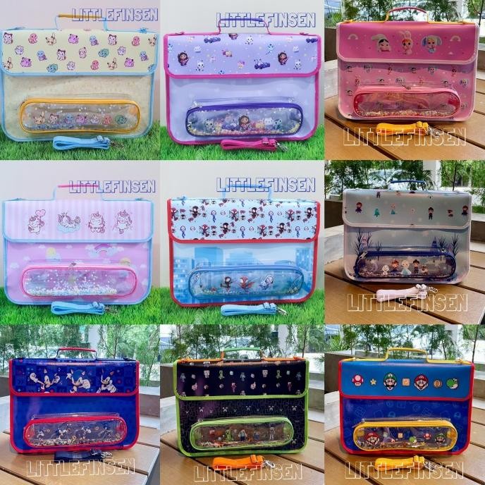 New Tas Folder Anak/Tas Les Anak/Folder Anak Pokemon Sonic Mario Sanrio Unicorn