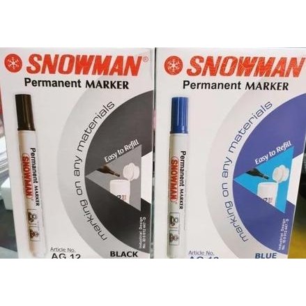 

Murah!! Snowman Spidol Permanent Marker Ag 12 (Isi 12) - Hitam Atau Biru