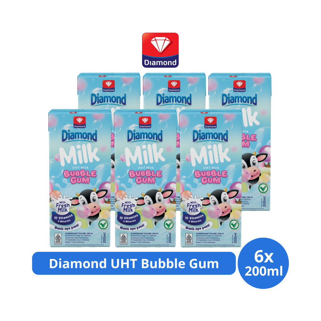 

Diamond Milk Susu UHT Bubble Gum 200ml x 6 pcs