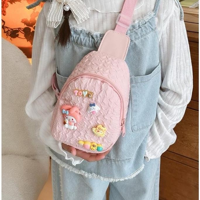 Laris Sling Bag Anak Karakter Sanrio Melody / Tas Selempang Anak Sanrio / Ransel Depan Belakang Sanr