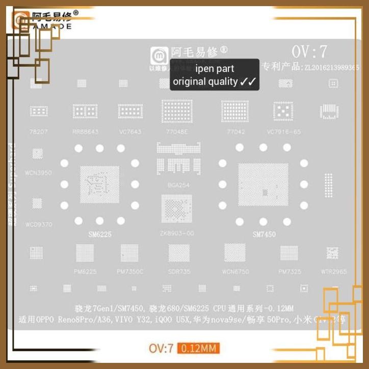 [IXP] PLAT CETAKAN OV7 SDR735 WCD9370 SM6225 SM7450 BGA STENCIL ORIGINAL