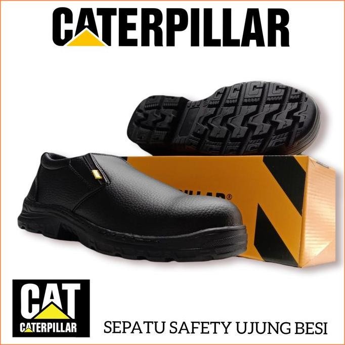 Sepatu Safety Slip On Caterpillar_Ujung Besi Pria Dan Wanita Sol Di Jahit Sekeliling / Sepatu Kerja 