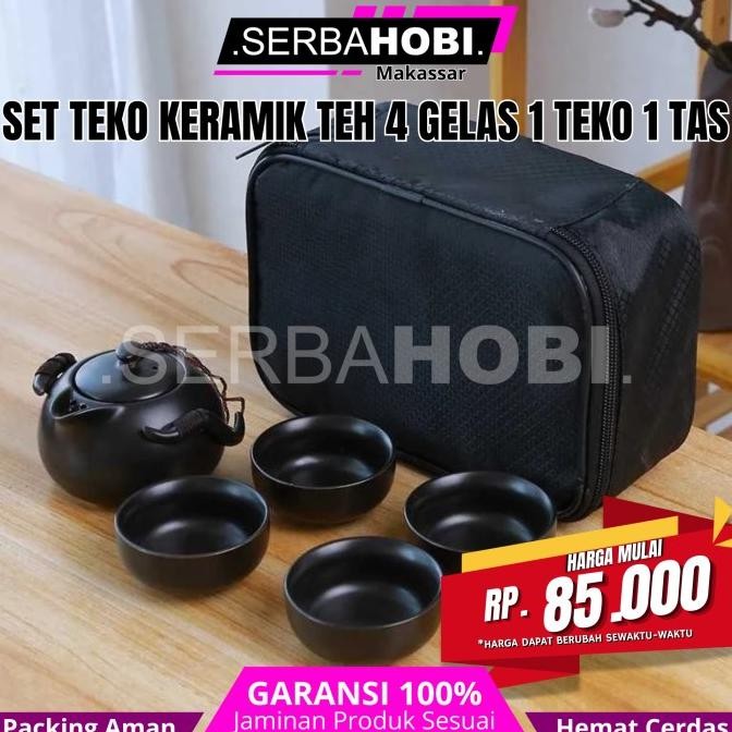 ,,,,,,,] Hampers Set Teko Keramik Teh 4 Gelas & 1 Teko Free Tas
