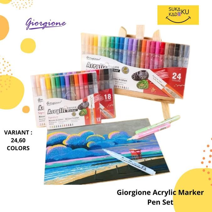 

GIORGIONE Acrylic Marker Pen Paint Set 24/60 Colors Spidol Akrilik Warna