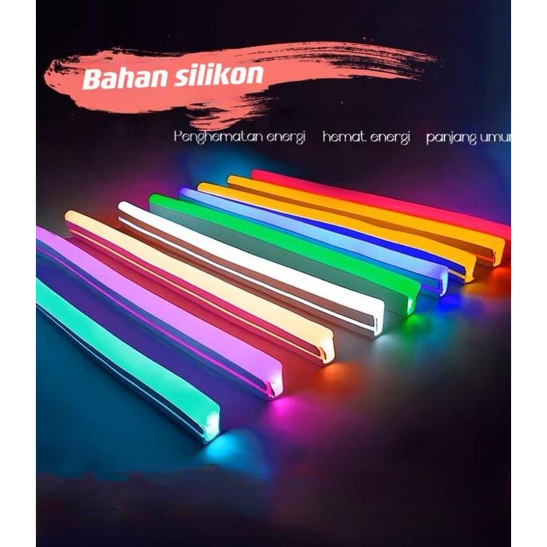 Lampu Neon Flex 220v 6-15M Waseosd Selang Fleksibel Warna Neon Box Outdoor Wateproof - Kuning, Biru