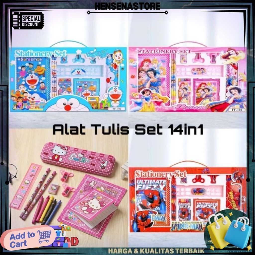 

Stationary Alat Tulis Set 14 In 1 / Paket Alat Tulis Anak Motif Kartun Karakter Lucu D Best Seller