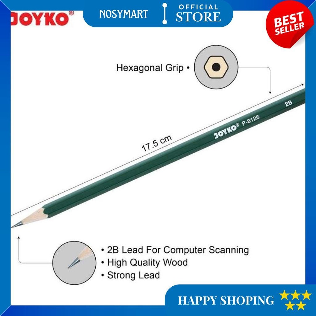 

12 Pcs Pensil Joyko P-8126 / Pensil 2B Joyko D Termurah