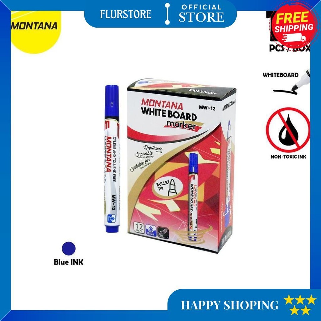 

Montana Spidol Papan Tulis 12 Pcs Whiteboard Marker Round Tip Mw-12/Lusin D Cod