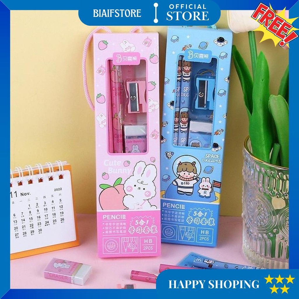 

Stt Stationery Set 5 In 1 Alat Tulis Anak Sekolah Penghapus Penggaris Pensil Serutan Karakter Lucu Set Alat Tulis Anak Motif Kartun D Termurah