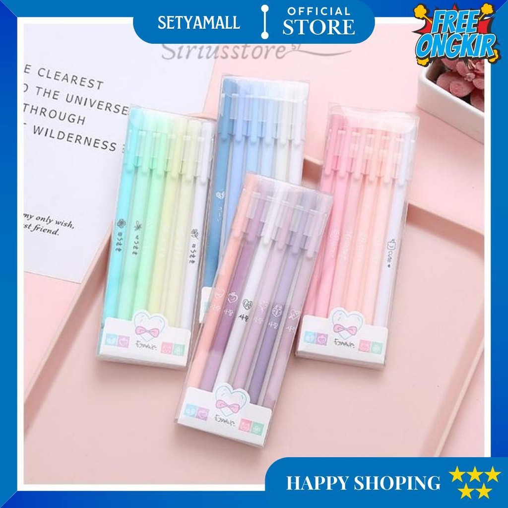 

( 6 Pcs ) Pulpen Gel 0.5Mm Morandi 1 Pack Isi 6 Pcs Tinta Hitam / Bulpen / Pena / Bolpen Warna Macaron - Sirius Store57 D Cod