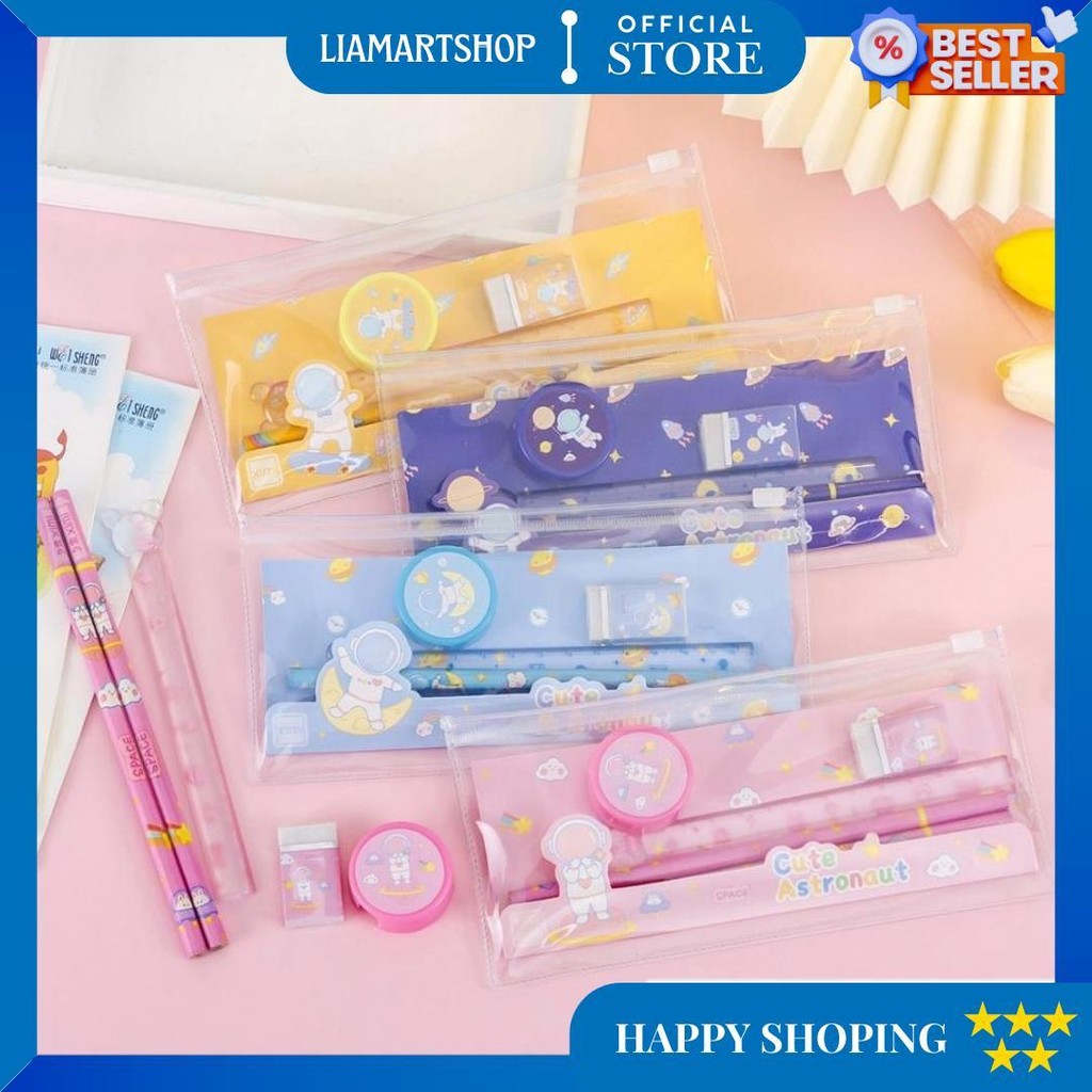 

Hc Alat Tulis Set Mini Anak Sekolah Penghapus Penggaris Pensil Serutan Stationary Set Alat Tulis 5 In 1 Karakter Lucu Warna-Warni Astronot Stationary D Terlaris
