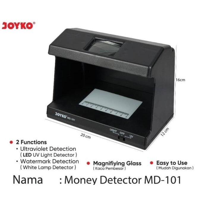 

Terlaris JOYKO MD-101 ALAT DETEKSI UANG / LAMPU UV LED & WATERMARK DETECTOR SALE