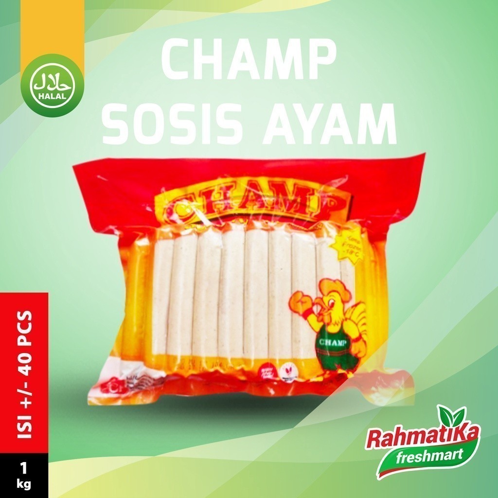 

Champ Chicken Sausage / Sosis Ayam 1 Kg Isi 40 pcs