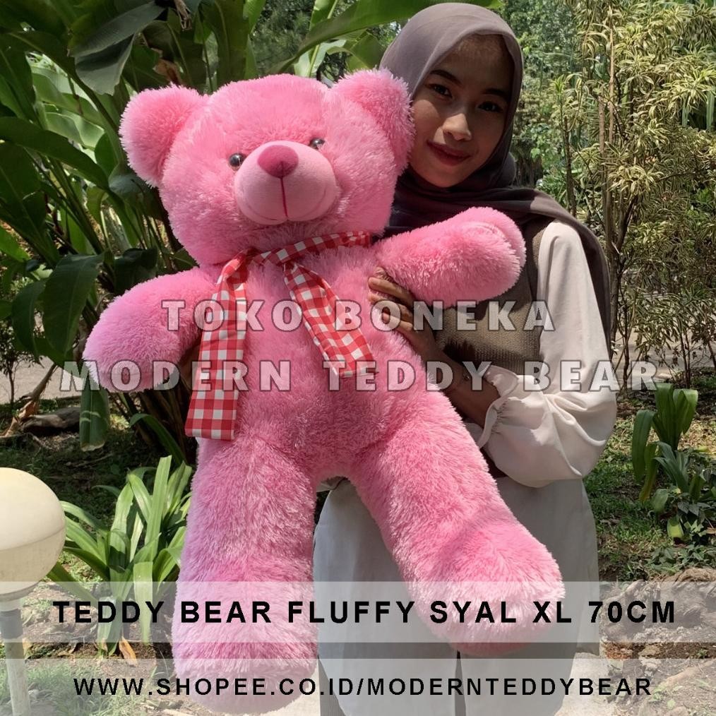 ty-35 BONEKA BERUANG TEDDY BEAR FLUFFY SYAL JUMBO XL 70 CM untuk kado hadiah ultah wisuda cewek Berk