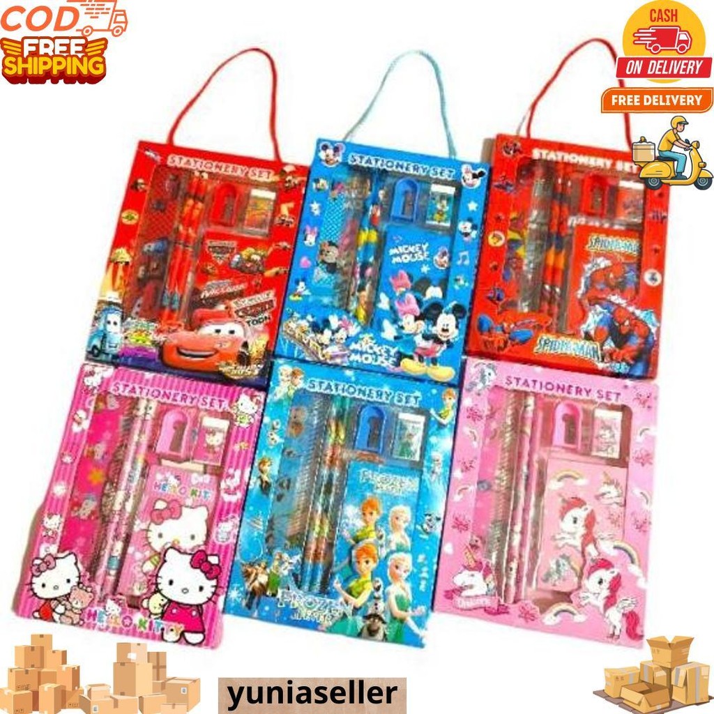 

Stationery Set 6 In 1 / Paket Alat Tulis Anak / Souvenir Anak Sekolah / Study Set Karakter Fancy D Termurah