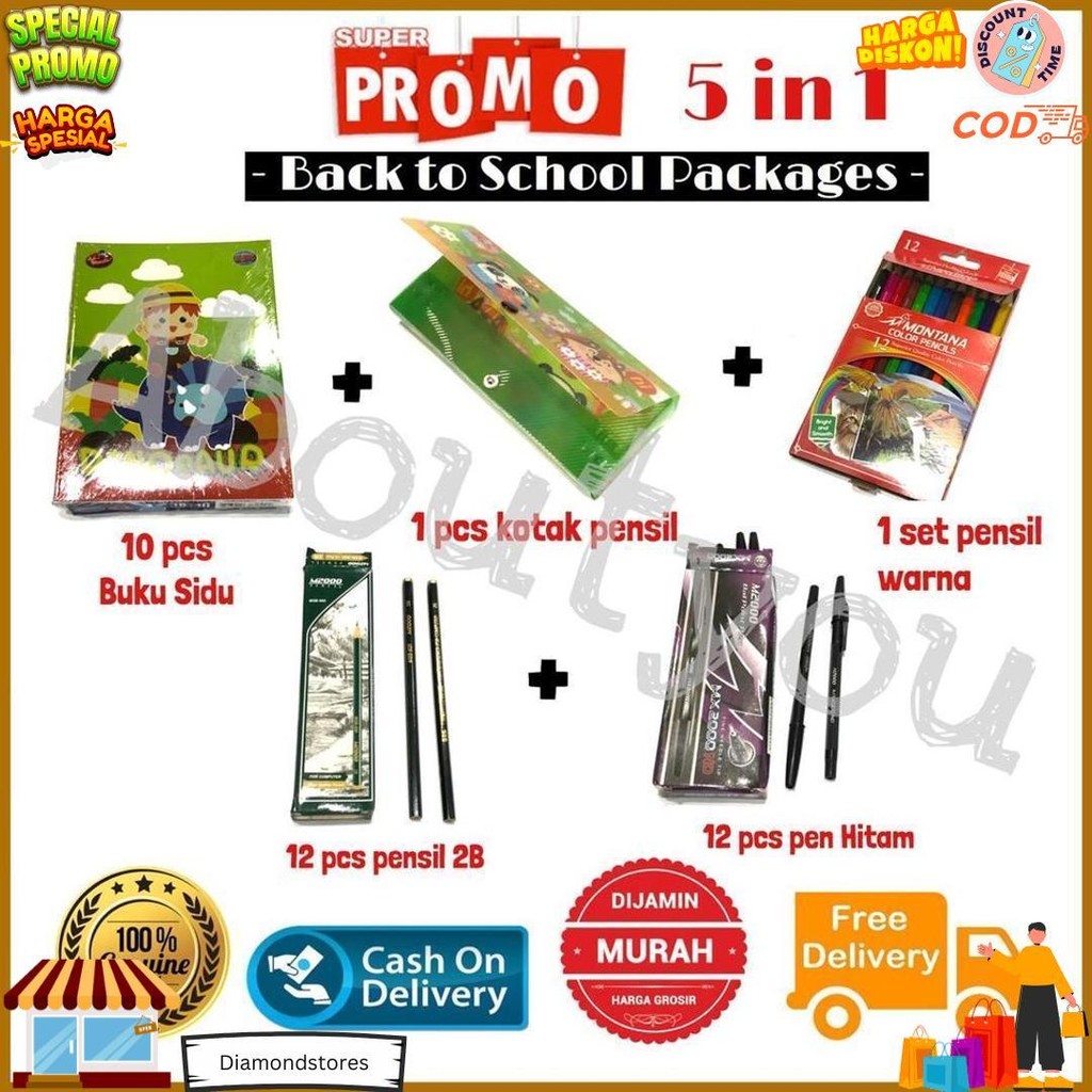 

Promo 5 In 1 Paket Alat Tulis Sekolah Set Lengkap Buku Kotak Pensil Warna Pen Murah D Sale