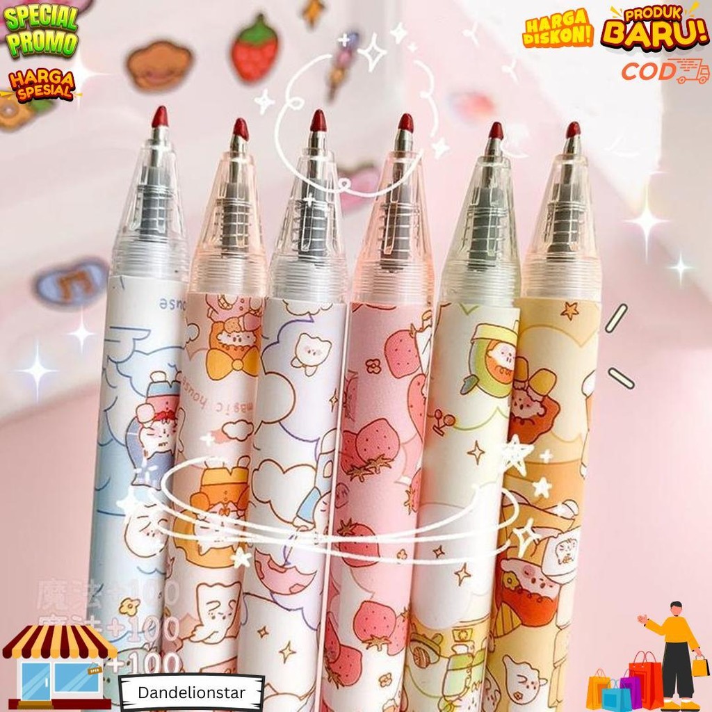 

Pulpen Gel Mekanik Pola Kartun/ 1 Pak Berisi 6 Pulpen Gel Kartun D Sale