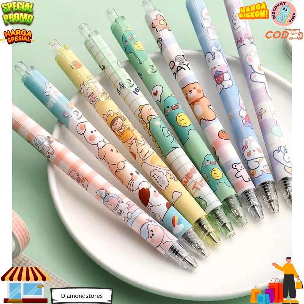 

[Cola] Pulpen Gel Mekanik Lucu Karakter / Set Pulpen Gel 6Pcs / Bollpoint Mekanik Lucu / Pulpen Gel Hitam D Sale