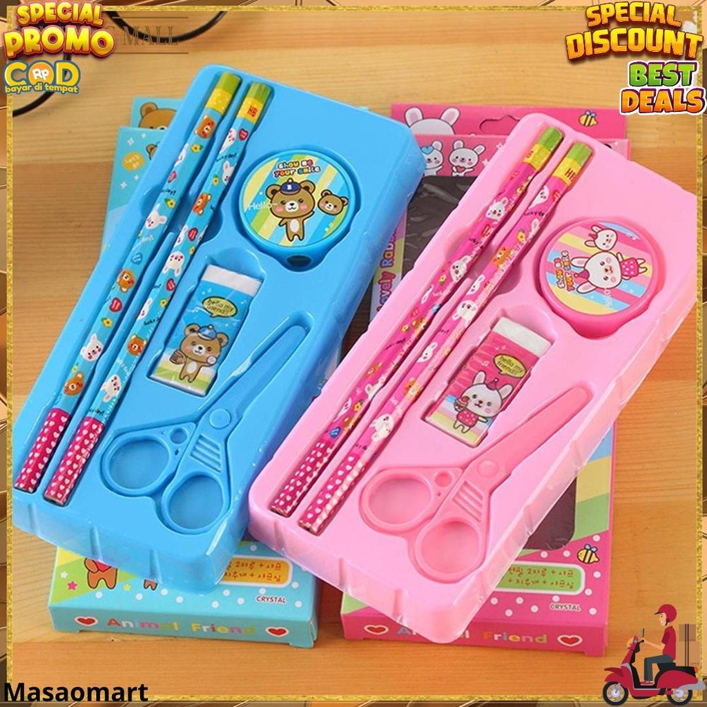 

Alat Tulis Stationary Sekolah Set Paket Alat Tulis 5 In1 Lengkap Kado Souvenir Import Cod D Gratis Ongkir