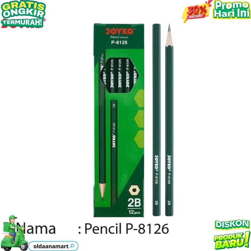 

Harga Grosir (1Kotak /12Pcs ) Pensil 2B Joyko P-8126 / P-8127 D Termurah