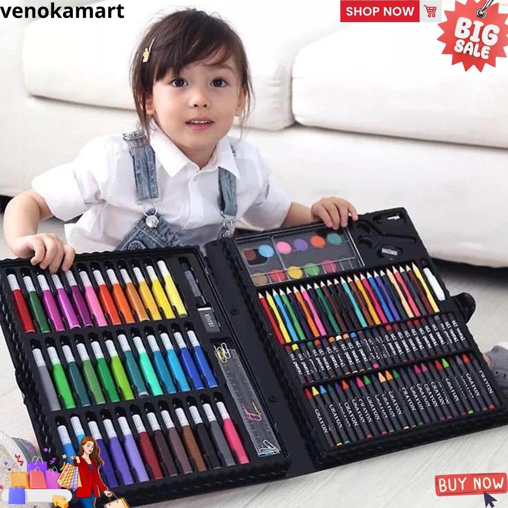

Crayon Set Peralatan Gambar & Lukis Pensil Warna/ Art Set Isi 150 Pcs Kualitas Premium D Cod