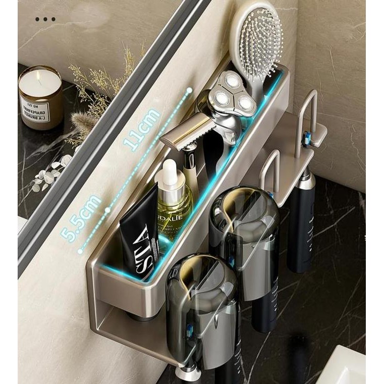 Tempat Sikat Gigi Kamar Mandi Bebas Bor/ Rak Toilet Kamar Mandi Dinding