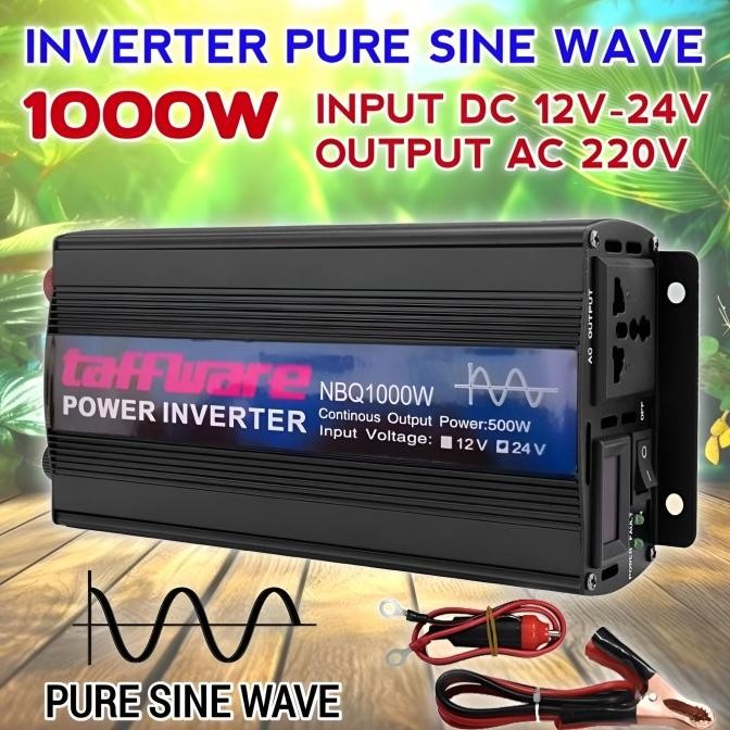 Murah Power Inverter 1000 Watt Pure Sine Wave Dc 12V Ke Ac 220V Taffware Psw