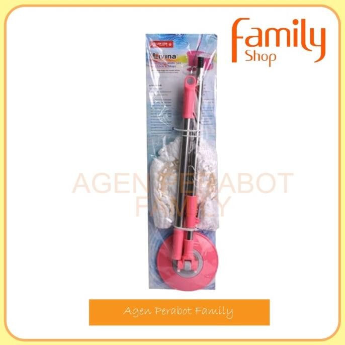 ready stock Tongkat Alat Pel Lantai / Livina Spin Mop Handle Set Lion Star BM 51 Biru Kain Pink