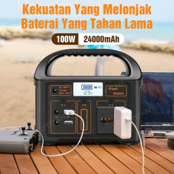 Murah Power Station Portable Pengisi Daya Tenaga Surya 22V 100 W Best Quality