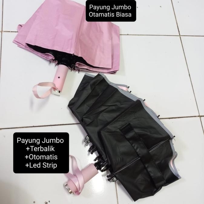 Grosir Payung Lipat Jumbo Terbalik Otomatis Led Strip Anti Uv Premium