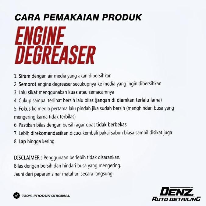 ENGINE DEGREASER pembersih kerak mesin DENZ AUTO DETAILING pembersih kerak oli mesinn original denz 