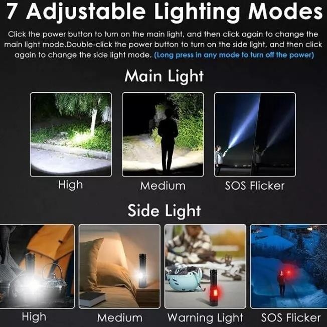 Senter Swat Led Super Terang / Senter Led Xhp-70 Cas Usb Outdoor Original Dan Terpercaya