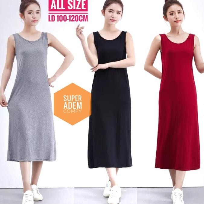 New Singlet Panjang Inner Dalaman Panjang Dress Panjang Jumbo Tanktop Panj