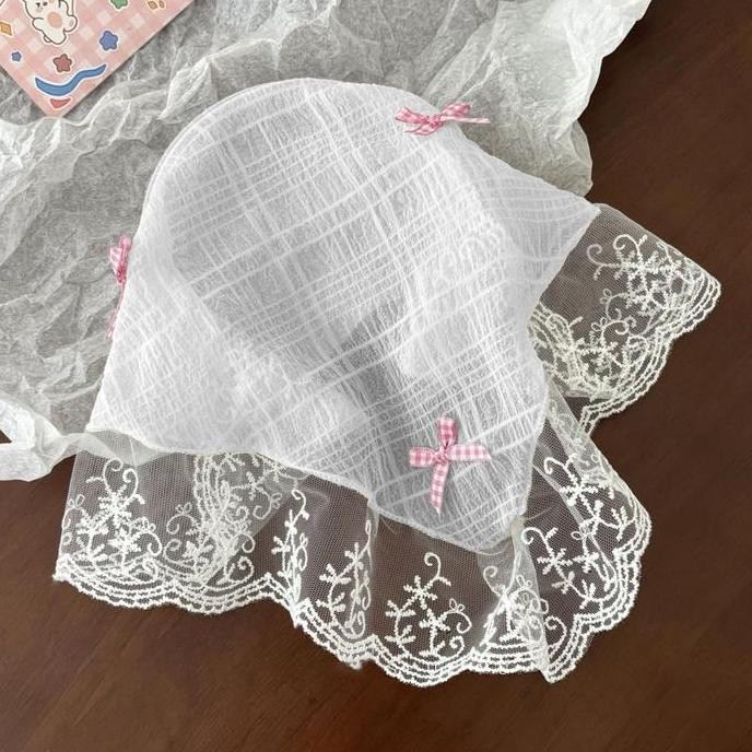 Promo Bando Raw Lace Korean Head Band Syal Aesthetic Aesthetic Lace Scarf Syal Renda Wanita Korea Ba