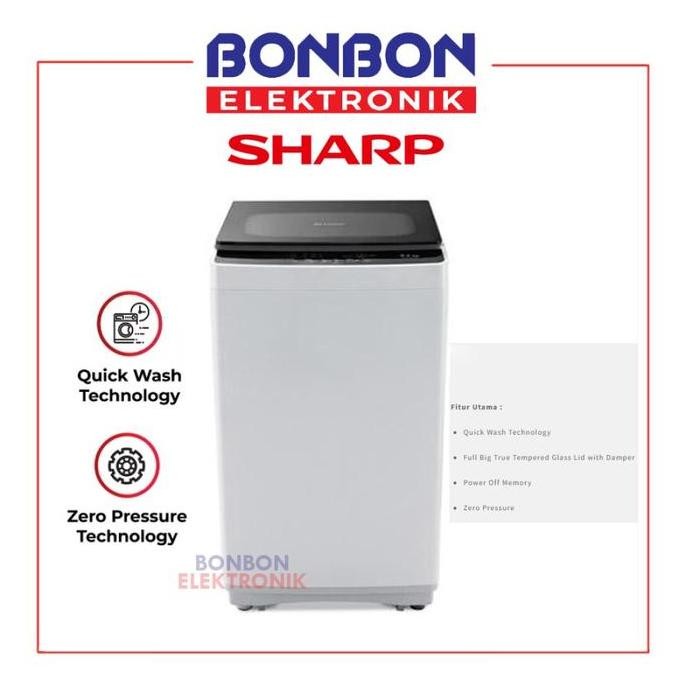Murah Sharp Mesin Cuci 1 Tabung 8.5KG ES-H858T-GY / ESH858TGY Non COD