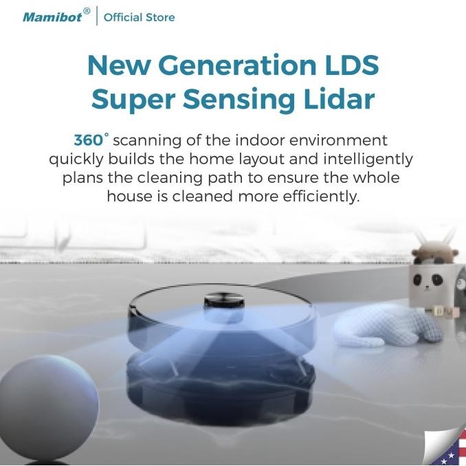 Murah Mamibot Supreme EXVAC990 Robot Vacuum Cleaner with LSD Super Sensing Lidar + Auto Empty Dustbi