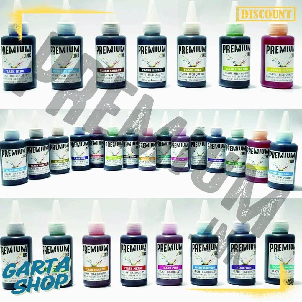 

Tinta Stempel Flash Otomatis 15 Varian Warna Kualitas Premium - Flash Ink Premium - Tinta Flash Refill Isi 100 Ml Diskon Setengah Harga