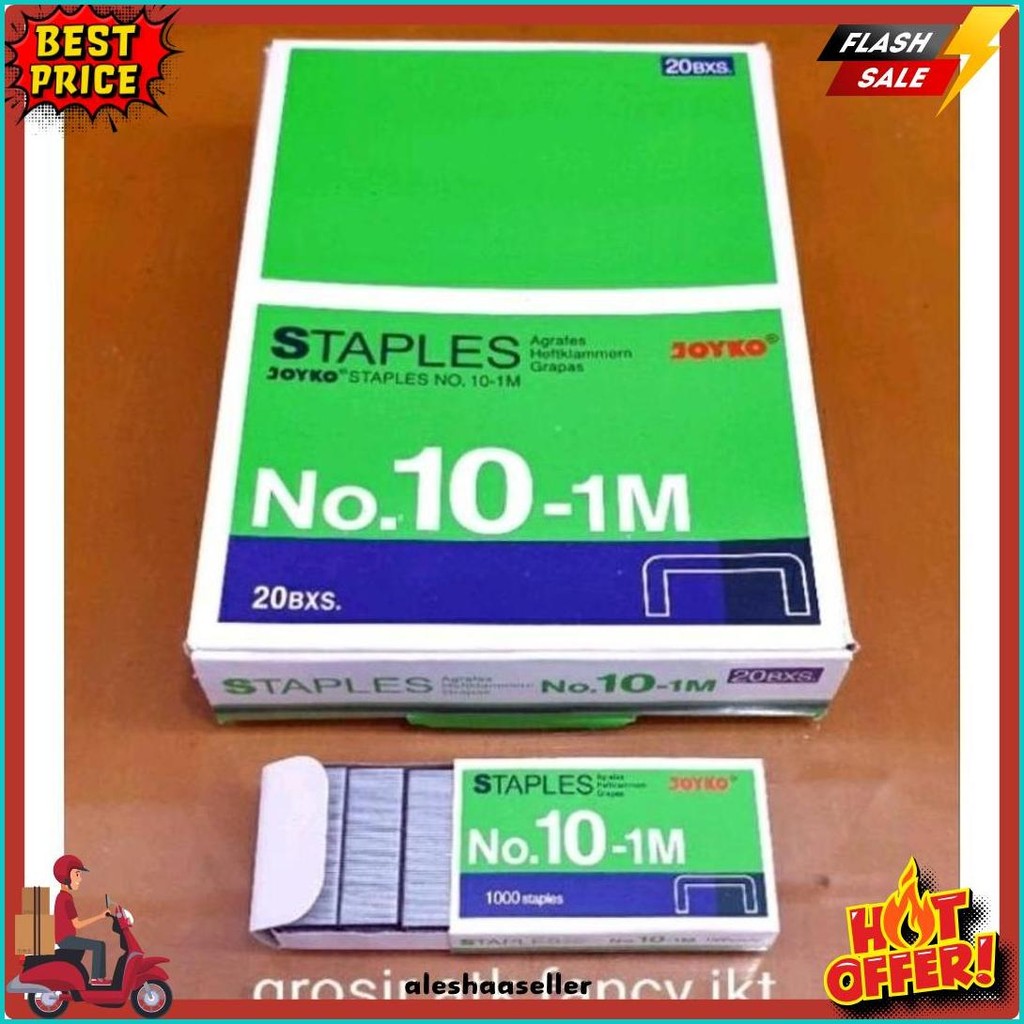 

( 1 Dus = 20 Pak Kecil ) 10-1M Staples Steples Isi Stapler Stepler Neces Joyko No. 10 - 1M Kecil Flash Sale! Diskon Hingga 70%