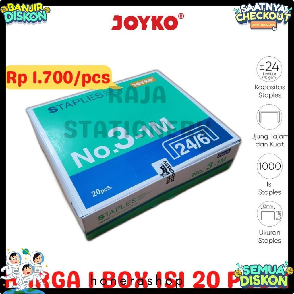 

Joyko Staples No.3 Isi Stepler Besar Hekter Joyko No.3-1M [20Pcs] Terlengkap Dan Termurah