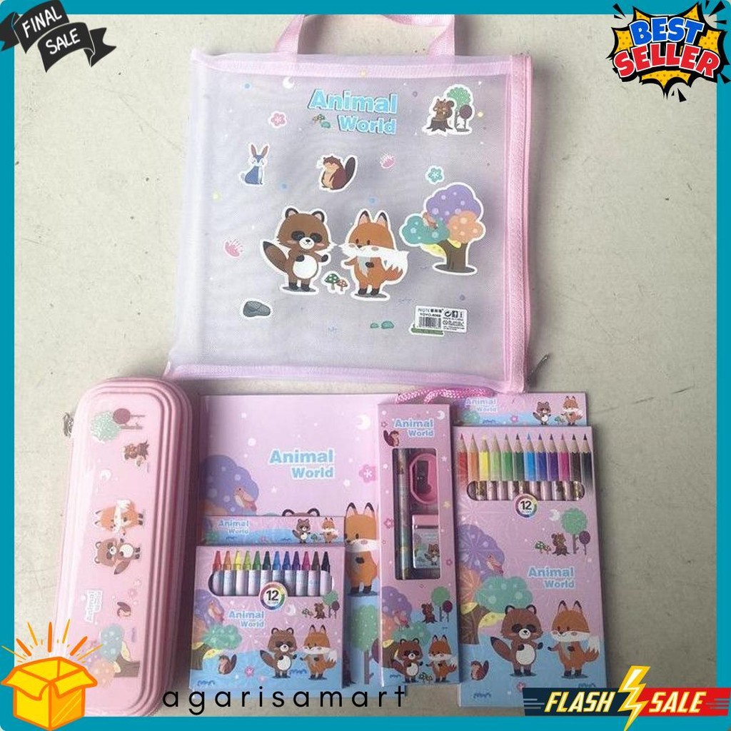 

[Serbalakuofficial](Ktps.11)Kotak Pensil Sett / Study Set Stationery Set Alat Tulis Sekolah Anak Set Atk Motif Diskon