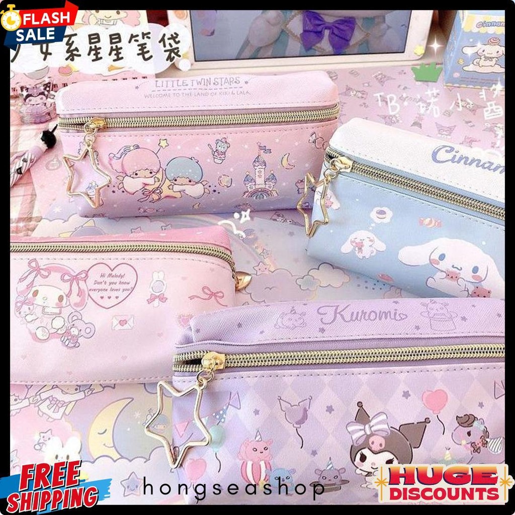 

Tempat Pensil Terbaru 2 Sisi / Kotak Pensil Sanrio Terbaru /Pencil Case Cinnamoroll Kueomi Melody 2 Sekat Terlengkap Dan Termurah