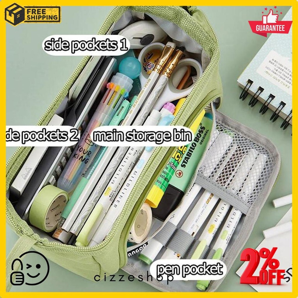 

[Cod] Angoo Super Large Capacity Pencil Case Kawaii Korean Pencil Cases Aesthetic Stationery Office Desk Storage Bag For Girls School Supplies Diskon Setengah Harga