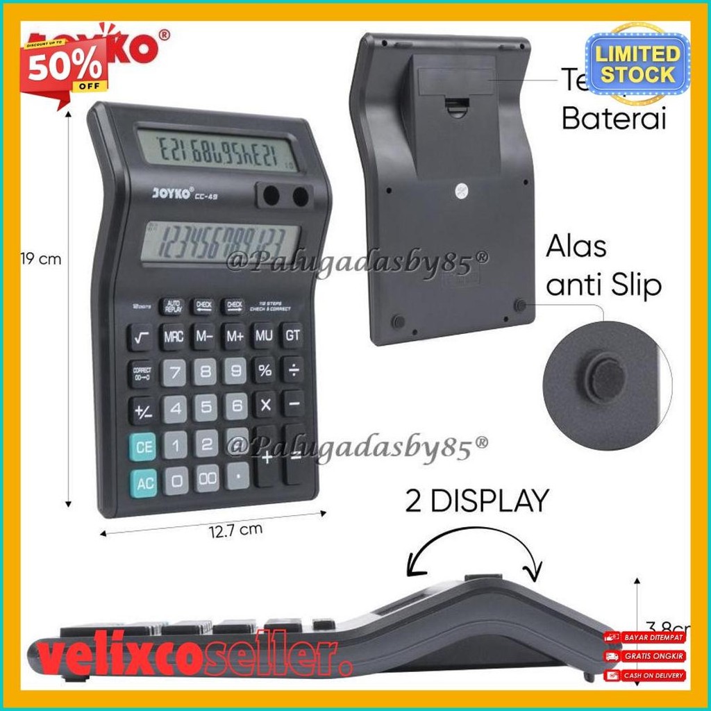 

Kalkulator Joyko Cc-49 12 Digits 2 Display (1 Biji) / Calculator Joyko Cc-49 / Joyko Cc 49 / Cc49 Terlaris! Produk Ini Banyak Dicari