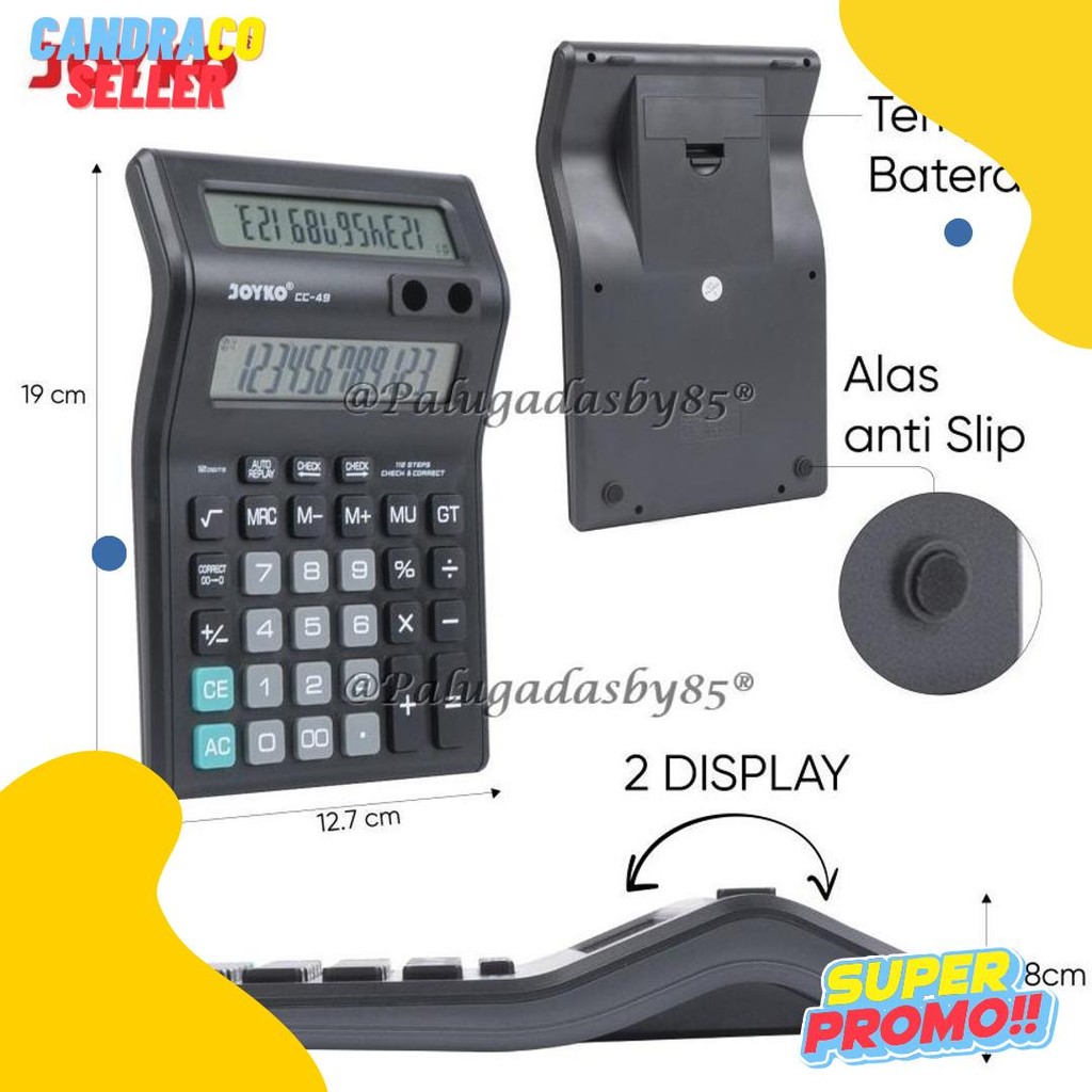 

Kalkulator Joyko Cc-49 12 Digits 2 Display (1 Biji) / Calculator Joyko Cc-49 / Joyko Cc 49 / Cc49 Diskon